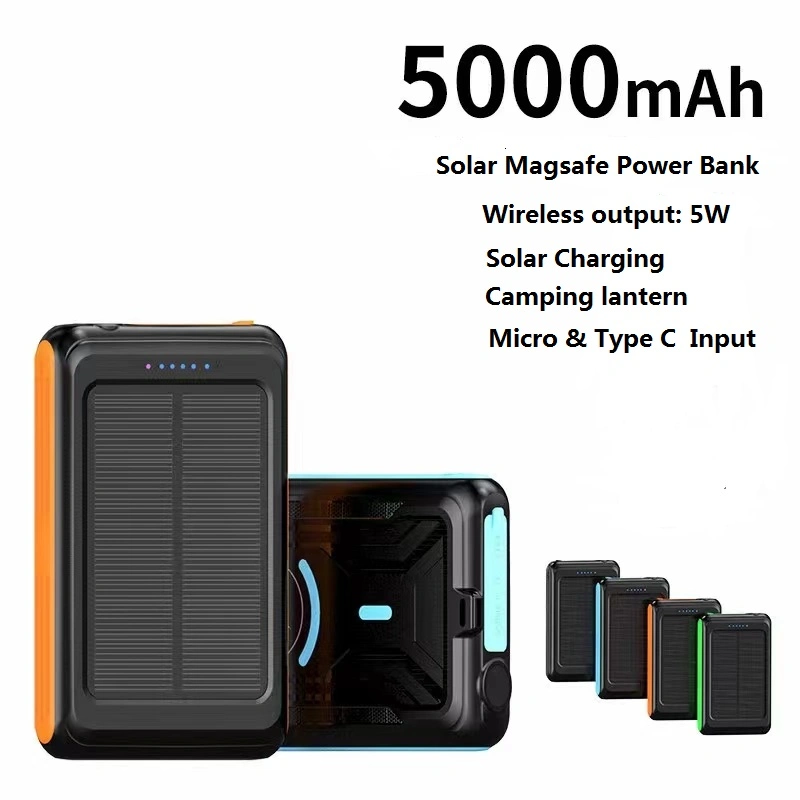 5000mAh Magsafe Wireless Power Bank with Solar Charging Function