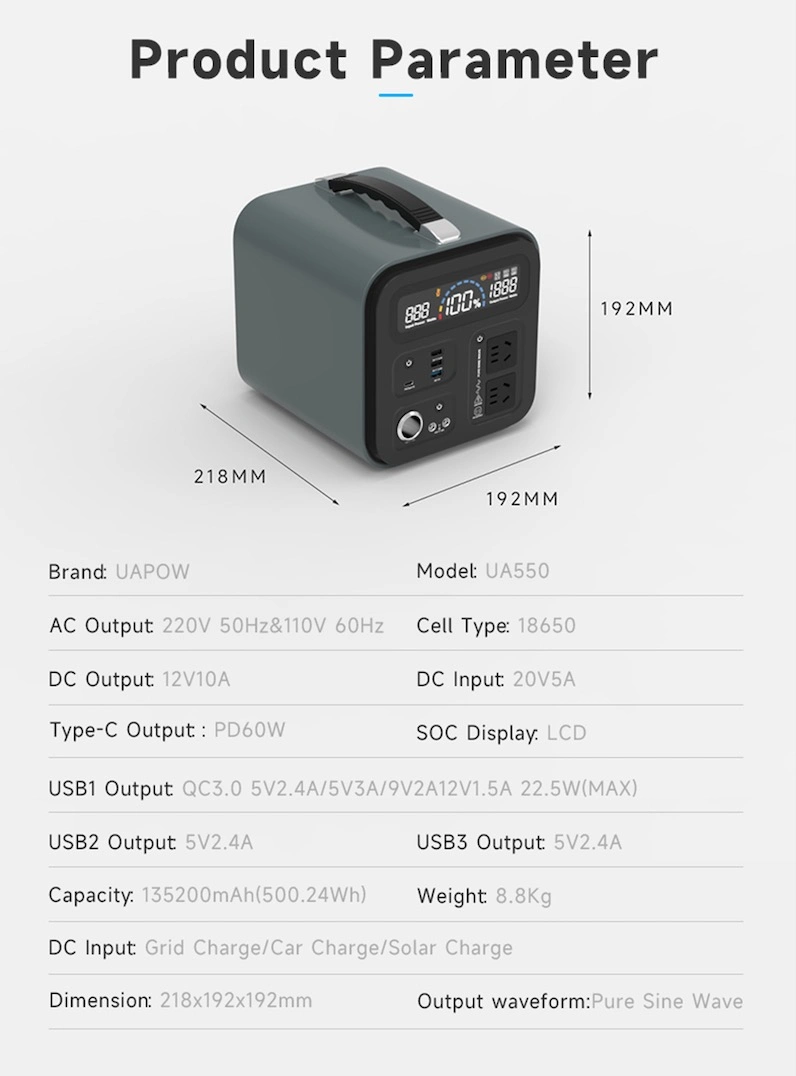 500W Storage Battery/Portable Power Station for Camping/House/Rescue/Emergency (UA551)