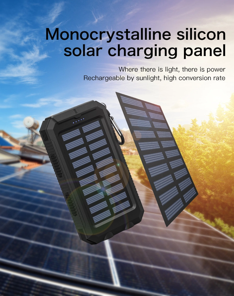 2023 Solar Battery 8000mAh Portable Power Bank with LED/ Compass